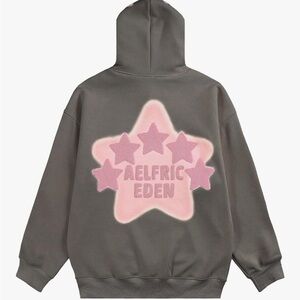 Brand new Aelfric Eden Charcoal Hoodie with Pink Star Motif